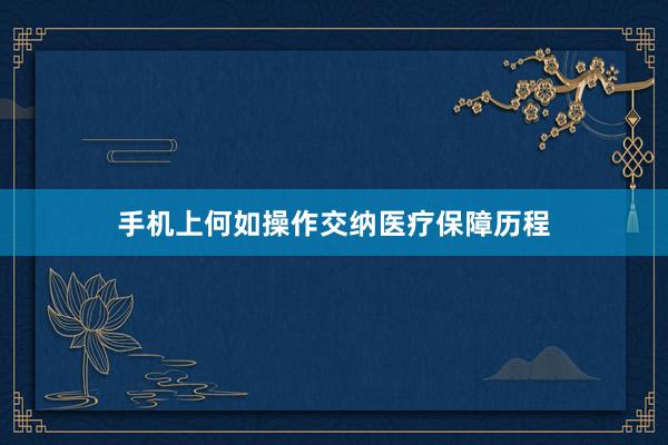 手机上何如操作交纳医疗保障历程