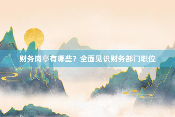 财务岗亭有哪些？全面见识财务部门职位